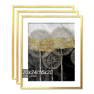 Fxojyvo 20x24 Picture Frame, GOLD Frame for 20 x 24 Inch Picture Poster Photo, Light Weight and High Transparent 20 by 24 Frame for Wall - 3 Pack/GOLD/20 x24
