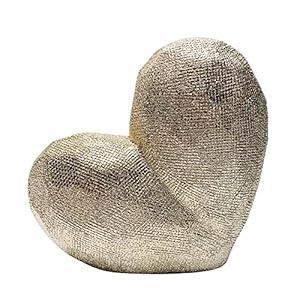 Decorative Ceramic Heart Sculpture for Home Decor - Ornament for Bathroom, Office, and Living Room Decor - Modern Figurine Accent for Bedroom, Shelf Display, and Coffee Table - 8", Gold