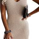 Sidefeel Womens 2026 Summer V Neck Ribbed Knit Sleeveless Tank Dresses Sexy Bodycon Club Night Out Dresses