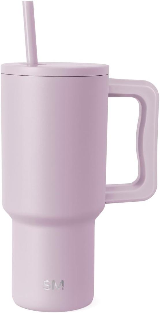 Simple Modern 30 oz Trek Tumbler with Handle and Straw Lid | Cup Holder Friendly Insulated Stainless Steel Travel Mug | Lavender Mist