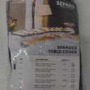 Spandex Table Cover 1 Pack 4FT Black Fitted Tablecloths,Washable Wrinkle Resistant Stretch Table Cloth Rectangle for Vendor Booth Display Items,Party Supplies for Adults,Wedding Decorations,Banquet