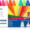 BIGTHUMB Jumbo Graffiti Poster Markers Set: 12 Neon Colors Large 15mm Wide Tip Permanent Ink Thick Acrylic Paint Pens for Rock Painting, Stone, Glass, Wood, Ceramic, Metal, Plastic, Fabric