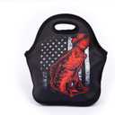 Portable Cooler Bag Bass Fishing Lure And American Flag Lunch Box Package with Adjustable Strap for Boys Teens Work Travel and Picnic