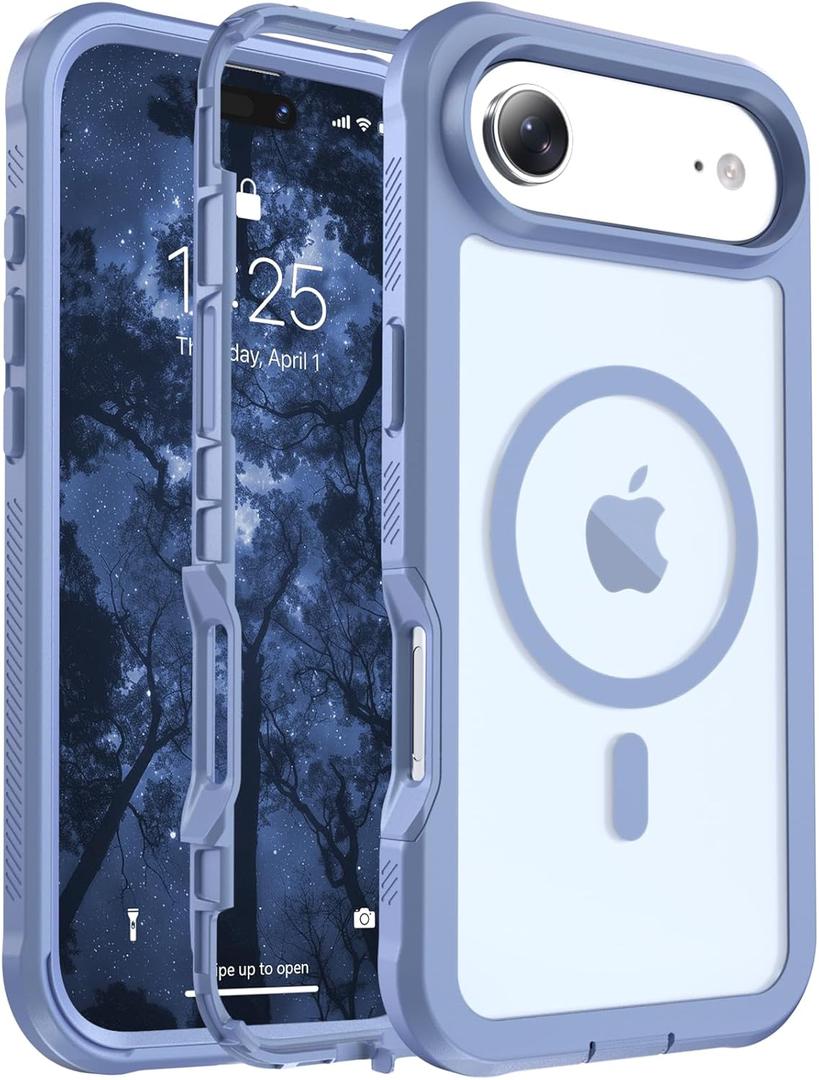 Magnetic for iPhone Air Case, [Compatible with MagSafe][Military Grade Drop Protection][Heavy Duty Protection][Non-Slip][Shockproof] 2-Layer Durable Bumper Phone Case 6.5''-Blue Purple