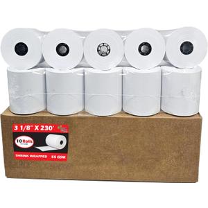 (10 Rolls) 3 1/8 x 230 Thermal Paper Receipt Rolls (55 GSM - 80mm x 70m) Fits All POS Cash Registers TM-T88III, TM-T88IV, TM-T88V, TSP100, CT-S300, CT-S2000, BPA Free from BuyRegisterRolls