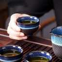 Chinese Ceramic Kung Fu Tea Set of 6, Japanese Tea Cup, Sake Cup, Ceramic Tea Set (Blue)