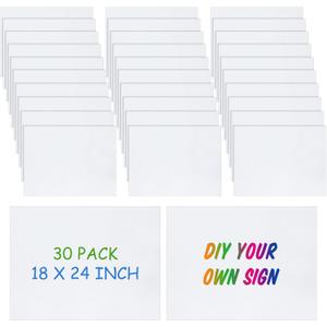 Pangda 30 Pack Corrugated Plastic Boards Bulk 18 x 24 Blank Yard Signs Corrugated Plastic Sheets 3/19'' Thick for Garage and Estate Sale, Indoor and Outdoor Use