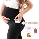 Walifrey Women's Maternity Leggings with Pockets Over The Belly,Pregnancy Yoga Pants Activewear Workout Leggings (Red, M)