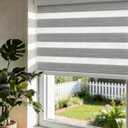 Cordless Zebra Blinds for Indoor Windows Free-Stop Zebra Shades Dual Layer Light Filtering Sheer Shades Roller Window Blinds for Home (20" W X 72" H, Grey)