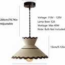 Cottagecore Scalloped Ceramic Pendant Light, Vintage Farmhouse Lamp 9.65in