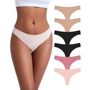 Jo & Bette Cotton Thongs for WomenThongs Underwear Women Breathable No show Seamless (Large, 6pk Pastels, Pink Set)