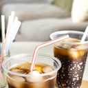 8 x Amazon Basics Disposable Striped Plastic Flex Straws, 7.5" Long, Assorted Colors, 100 Count, Large Pack