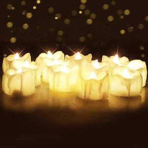 Homemory 12Pcs Timer Tea Lights, Flameless Flickering Auto Tea Lights Battery Operated, Auto-On 6 Hours and Off 18 Hours Everyday, Batteries Included, Long-Lasting, White Base, No Remote