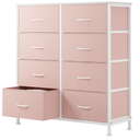 Sweetcrispy 8 Drawer Fabric Dresser for Bedroom, Tall Dresser, Pink
Sturdy Chest of Drawers, Steel Frame and Wooden Top, Closet Living Room Storage Organizer with Easy Pull Handles