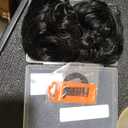 2PCS Messy Bun Hair Piece Tousled Updo with Tendrils Wavy Curly Hair Bun Scrunchies Ponytail Extension Elastic Band Hairpieces For Women (Dark Black)