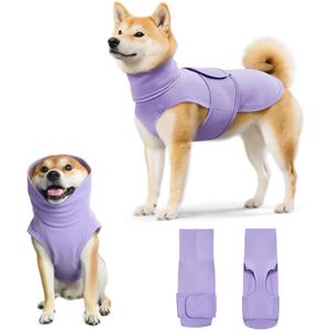 Dog Anxiety Calming Vest Adjustable Turtleneck Thunder Shirt Jacket for Fireworks, Separation, Vet Visits, Pet Hoodie for Large Medium Dogs (Small, Purple)