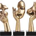 oliruim 3 Pcs Thinker Small Statue Set - Black Gold Abstract Art Figurines Home Living Room Aesthetic Decor Floating Shelf Coffee Table Office Desk Bathroom Counter Decor (3 Pcs Gold, 6")