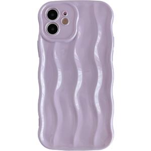 Caseative for iPhone 12 Case, Water Ripple Pattern Curly Wave Frame Soft Phone Case (Purple)