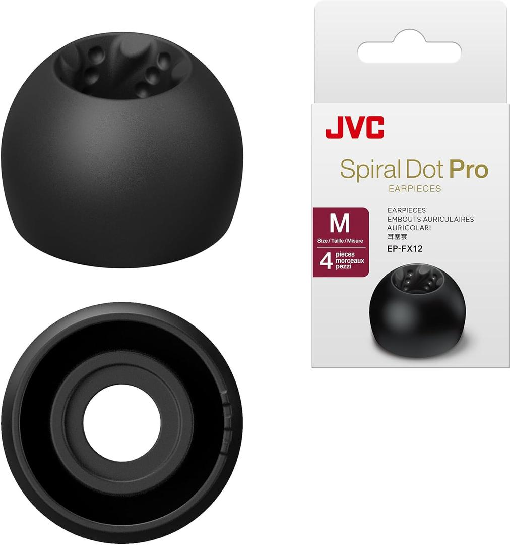 JVC EPFX12 Spiral Dot Pro Earpieces  2 Set of (4) Ear Tips, Sizes Small Through Large, Fits Many JVC Models (Medium 12mm)