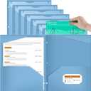 Henoyso 24 Pack Plastic Folders with Clear Front Pocket Back to School Heavy Duty File Folders with 2 Pockets and Card Slot for Student School to Home Supply, Office, Teachers (Haze Blue)