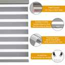 Persilux Cordless Zebra Blinds for Windows Free-Stop Roller Window Shades (47" W X 64" H, Grey) Dual Layer Light Control for Day and Night, Light Filtering Sheer Shades for Home, Easy to Install