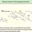 Bathtub Shower Handle Remodel/Rebuild Trim Kit, Shower Knobs 2 Piece Compatible with Price Pfister Verve Faucets, Includes 12H-2H, 12H-2C Stems and Flange Base and 2 Stems (Brushed Nickel)