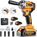 Brushless Impact Wrench 3-in-1 500N.m(369Ft-lbs) Torque Wrench 1/2 Drive with 2x2.0Ah Batteries, 8 Drill Bits, 6 Screwdriver Bits, 4 Sockets, Cordless Impact Gun for automotive Repair and DIY