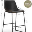 DUMOS Bar Stools Set of 2, 26 Inch Counter Height Faux Leather Barstools with Back, Modern Metal Leg Bar Chairs for Kitchen Island, Dining Pub Table, Cafe, Black