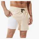 BRISIRA Mens Swim Trunks Swim Shorts Quick Dry 5 inch Inseam Beach Shorts with Compression Liner and Zipper Pocket M
