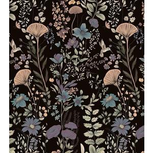 CiCiwind Black Floral Wallpaper Peel and Stick Dark Floral Wall Paper Vintage Removable Self Adhesive Contact Paper for Bedroom Bathroom Cabinets Decoration 78.7"×17.3" 2Pack