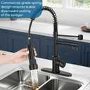 Kitchen Faucets with Pull Down Sprayer, Single Handle Double Headed, Stainless Steel Commercial Kitchen Sink Faucet with Deck Plate Cover, 1 or 3 Hole, Matte Black