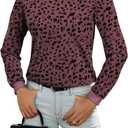 BLENCOT Long Sleeve Tops for Women Crewneck Leopard Print Casual Blouse Trendy Fall Sweatshirt Graphic Tunic Winter Clothing (Pink, L)