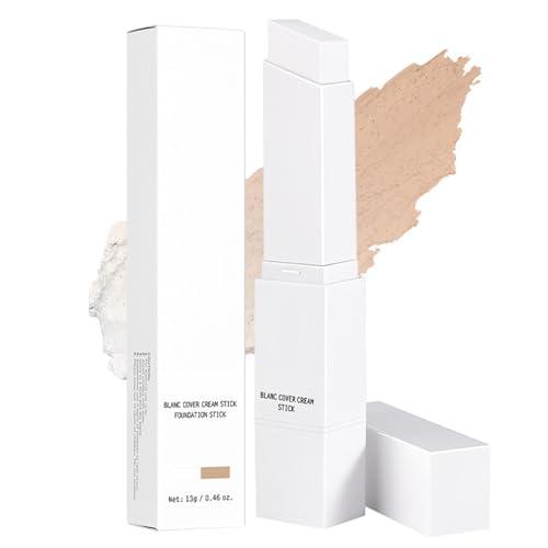 gtalmp Cover Cream Stick, Color Changing Foundation Stick, Skin Matching Cover Cream with Medium to Full Coverage Dewy Finish Base Makeup, Dual-Ended with Detachable Brush (Natural)