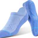 BRISIRA Bamboo Viscose Non Slip Pilates Socks Men Women No Show Grip Compression Thick Cushion Yoga Barre Grippy Ankle (L)
