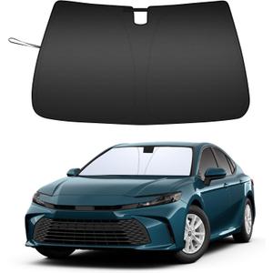 TOPINSTALL New Foldable Sunshade Compatible with 2025 2026 Toyota Camry Accessories, Front Window Sun Protector with Storage Pouch Thicker Windshield Sun Shade