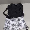 Girls Swimsuit 2 Piece Halterneck Girls Tankini Swimsuit Drawstring Printed Swim Shorts Girl Bathing Suit (13-14 Years, Black)
