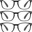 CCVOO Mix & Match Reading Glasses for Women - Lightweight, Comfortable Fit, Clear Vision - Blue Light Blocking (Black)