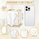 Yeaqee 50 Pcs Mini Metallic Paper Gift Bags with Handles 4x2.75x4.5'' Tiny Small Gift Bags with Thank You Tag for Christmas Wedding Birthday Welcome Return Gifts Small Business(White, Gold)