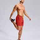 Pudolla Men's Workout Running Shorts with Zipper Pockets 5" Lightweight Quick Dry Athletic Gym Mesh Shorts no Liner(red Medium) (Red, M)