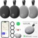 Air Tracker Tag-4 Pack, [Apple MFi Certified] Smart Tag for Apple Find My App (iOS Only), 2025 New Bluetooth Tracker Tag Item Finder for Pet, Key, Luggage, Bike, Wallet, & More (4 PCS Black Gray)