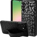 OOK Compatible with Samsung Galaxy A56 5G Case with Wrist Strap, Black Leopard TPU Shockproof Protection Slim Cover with Camera Protection for Women Girls