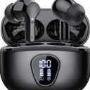 Wireless Earbuds, Bluetooth 5.4 Headphones HiFi Stereo, Bluetooth Earbuds with ENC Noise Cancelling Mic, IP7 Waterproof in Ear Earphones, 48H, LED Display Ear Buds for Pad Workout Sports, Black