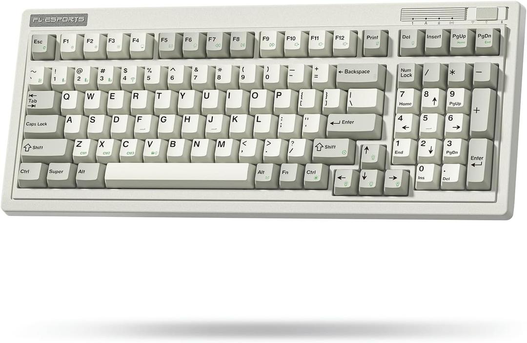 FLESPORTS OG98 Retro Mechanical Keyboard Wireless 2.4GHz/Bluetooth 5.0/USB-C, 96% Gasket Mount Hot Swappable Gaming Keyboard, Pre-lubed Creamy Linear Switches, PBT Keycaps, 4000mAh for Mac/PC - Grey (98 Keys-Gray)