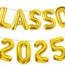 Class of 2025 Balloons Gold 16 Inch, Gold Class of 2025 Graduation Balloons Banner Sign for Prom 2025 Congrats Grad Graduation Party Decorations