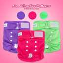 Pet Soft Washable Female Diapers (3 Pack) Female Dog Diapers, Comfort Reusable Doggy Diaper for Girl Dog in Period Heat (Classy, L)