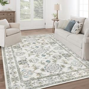 8x10 Washable Area Rugs Beige and Sage Green