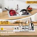 MinBoo Bamboo Expandable Pot Lid Organizer, Pot and Pan Organizer Drawer Organizer for Pot Lids, Adjustable Dividers for Kitchen Cabinet Organizers and Storage,White,Small