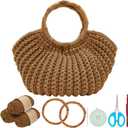 ACRNIGHEET Crochet Bag Kit for Adults Caramel Colored Handbag Crochet Kit for Beginners Knitting Purse Starters Set DIY Craft Making Kit with Step-by-Step Instructions and Video Guidance
