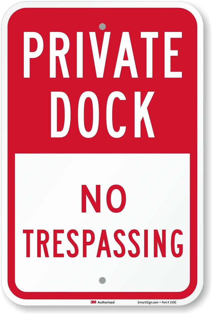 SmartSign "Private Dock - No Trespassing" Sign | 12" x 18" 3M Engineer Grade Reflective Aluminum