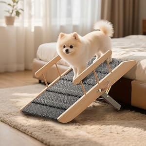Small Dog Ramp for Bed Couch, Pet Ramp for Small Old Dogs Cats with 5 Adjustable Heights from 7.09" to 12.60", Portable NonSlip Dog Ramp for High Bed, Couch, Hold up to 100 LBS